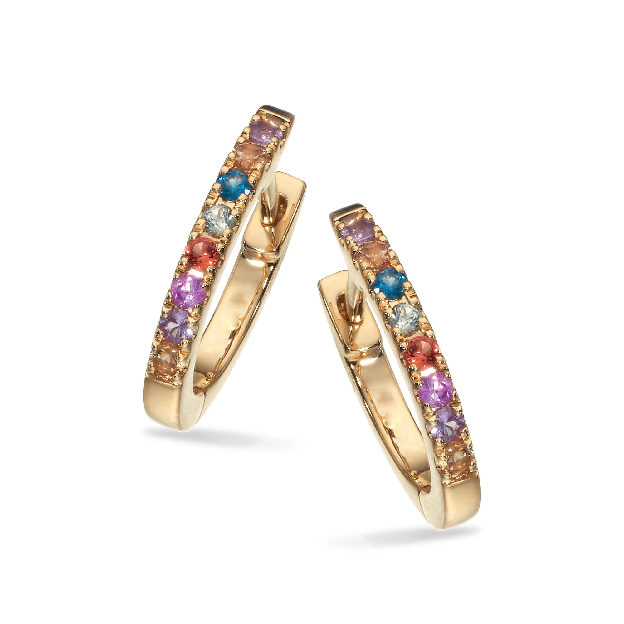 Scrouples - Dazzling Rainbow Safire Clip Creoler, 13 Mm - 14 Kt. Guld 3 Scrouples - Dazzling Rainbow Safire Clip Creoler, 13 Mm - 14 Kt. Guld