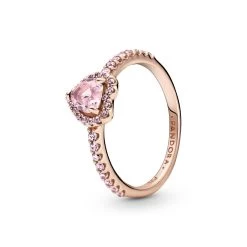 Pandora - Sparkl. Elevated Pink Heart Ring - Rosa Fg.