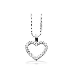 Scrouples - Dazzling Hjerte Halskæde, 0,15 Ct. - 14 Kt. Hvidguld Og Sølv