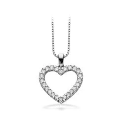 Scrouples - Dazzling Hjerte Halskæde, 0,25 Ct. - 14 Kt. Hvidguld Og Sølv