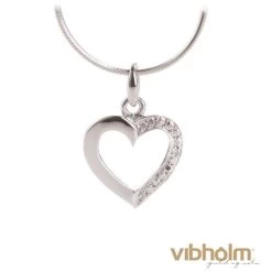 Elegant Hjertevedhæng I 14 Kt. Hvidguld 244858/2