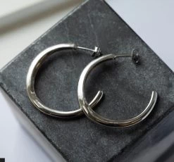 ByBiehl - Limited Edition Ocean Flow Polished Creoler, Str. XL - Sølv -Gavefest 4 4207p R 4