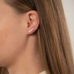 LuvaLu Jewellery - Pearly Line ørestikker - Forgyldt Sølv -Gavefest 6 040E FG M2 3