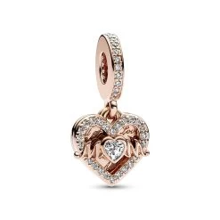 Pandora - Dangle Heart & Mum Charm - Rosaforgyldt Sølv