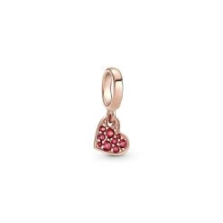 Pandora - Red Pavé Tilted Heart Charm - 789404C02