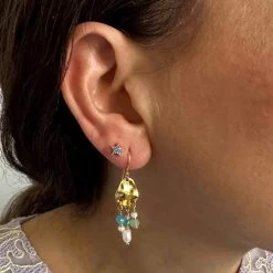 Nuni - Agnes Blue ørering - Forgyldt -Gavefest A1285 BLUE 2