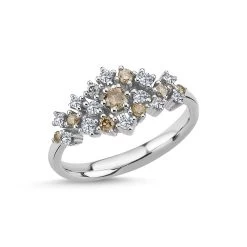 Nuran - Twinkle Ring, Brun - 14 Kt. Hvidguld