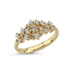 Nuran - Twinkle Ring, Brun - 14 Kt. Guld