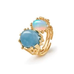 Ole Lynggaard Copenhagen - BoHo Ring, Akvamarin Og Opal - 18 Kt. Guld