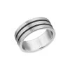 Vibholm Men - Ring M. Sorte Striber - Stål -Gavefest AN 0112 1