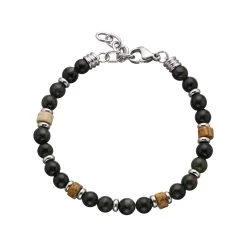 Vibholm Men - Armbånd Med Sort Og Brune Sten- Stål