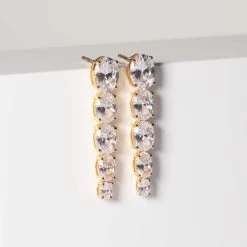 Sif Jakobs - Ellisse Lungo Cinque øreringe - Forgyldt Sølv -Gavefest E2323 CZ YG 2NY