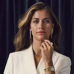 Sif Jakobs - Ellisse Lungo Cinque øreringe - Forgyldt Sølv -Gavefest E2323 CZ YG 3NY