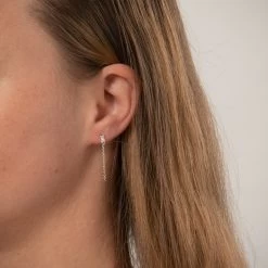 Vibholm Sølv - Baguette ørehænger Med Kæde - Sølv 5 Vibholm Sølv - Baguette ørehænger Med Kæde - Sølv -Gavefest EZ 1352 S M