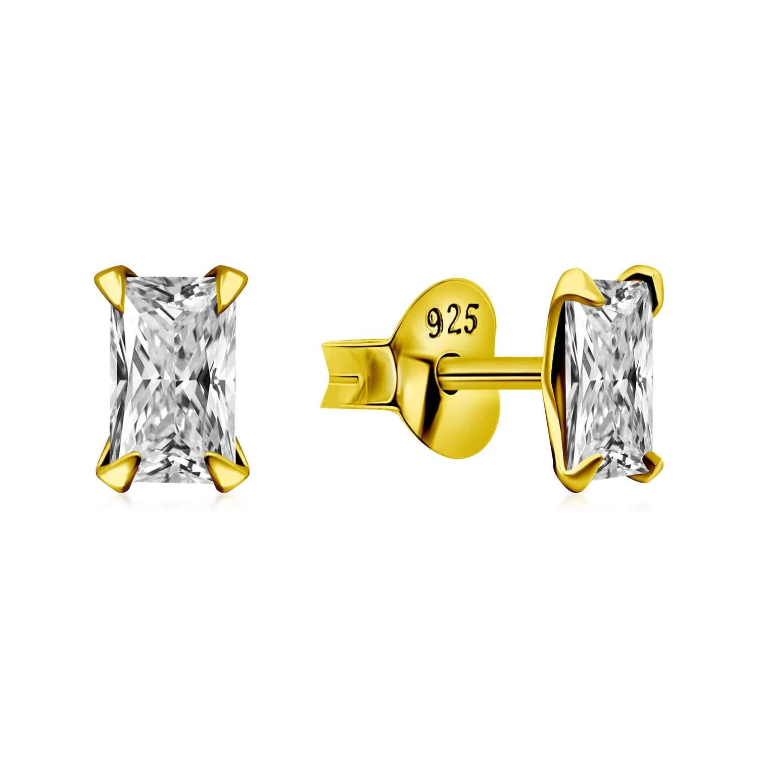 Vibholm Sølv - Baguette ørestikker, Zirkonia - Forgyldt Sølv 3 Vibholm Sølv - Baguette ørestikker, Zirkonia - Forgyldt Sølv