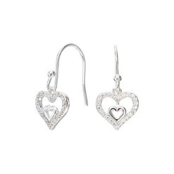 Vibholm SØLV - Dobbelt Hjerte ørebøjler - Sølv