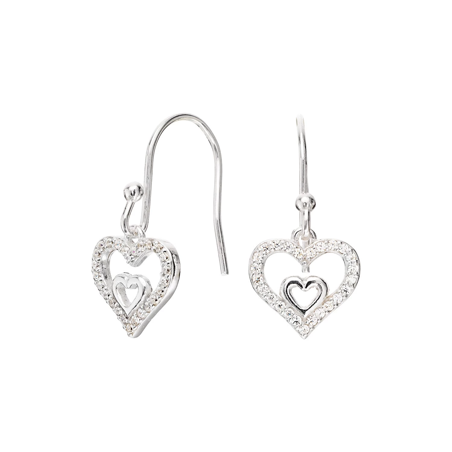 Vibholm SØLV - Dobbelt Hjerte ørebøjler - Sølv 3 Vibholm SØLV - Dobbelt Hjerte ørebøjler - Sølv