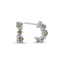 Nuran - Twinkle øreringe, Brun - 14 Kt. Hvidguld