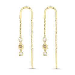 Nuran - Champagne ørehængere - 14 Kt. Guld