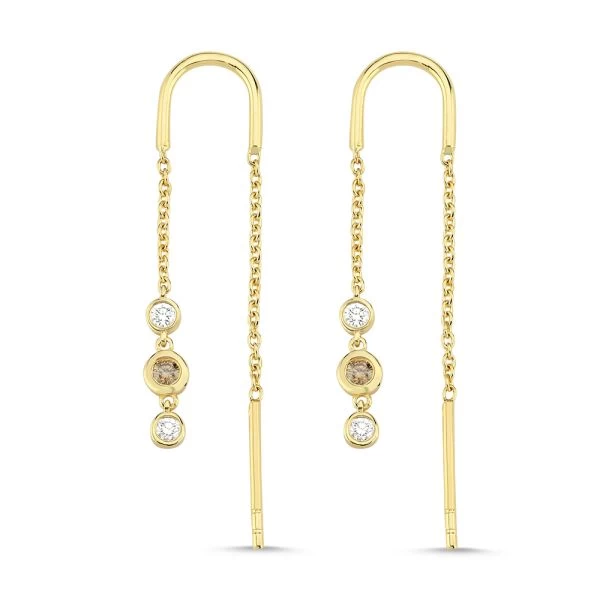 Nuran - Champagne ørehængere - 14 Kt. Guld 3 Nuran - Champagne ørehængere - 14 Kt. Guld