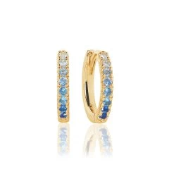 Sif Jakobs - Ellera Medio øreringe M. Blå/hvid - Forgyldt Sølv