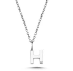 Nuran - Bogstav Vedhæng, H - 14 Kt. Hvidguld