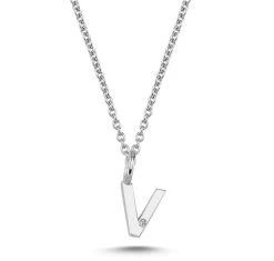 Nuran - Bogstav Vedhæng, V 14 Kt. Hvidguld