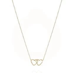 Gold Collection Halskæde - 14 Karat Guld M/dobbelt Hjerter Ens